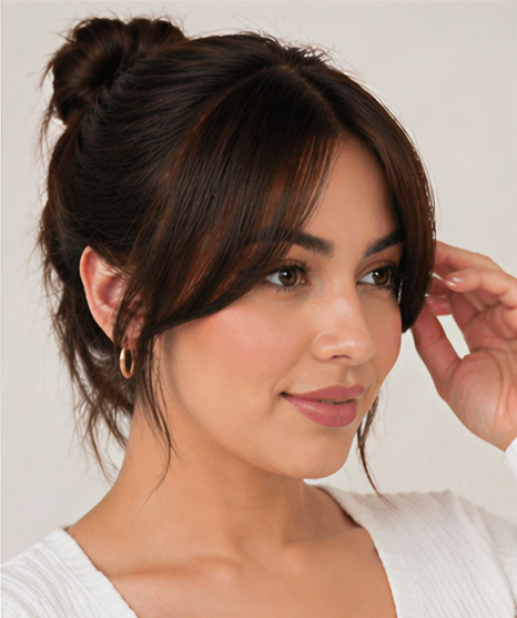 1 Pc Natural Brown Middle Partition Clip-In Bang