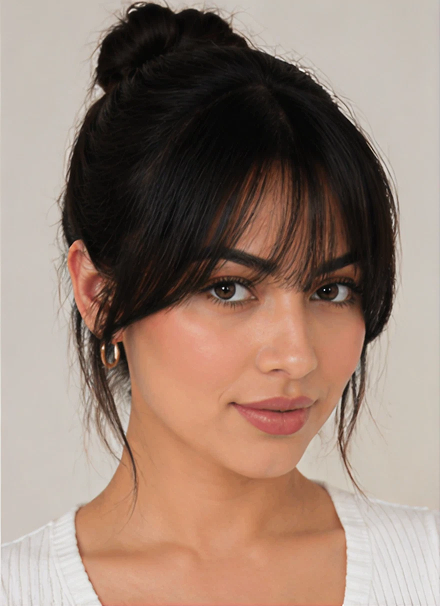 2 Pcs Natural Black Middle Partition Clip-In Bangs