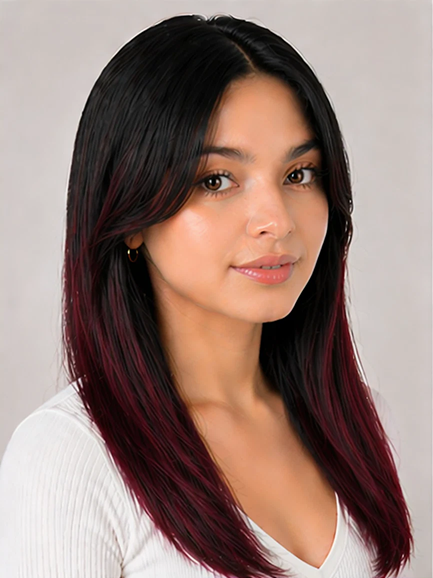 5 Pcs Ombre Burgundy Clip-In Hair Extensions 16"