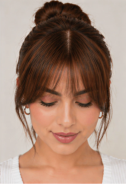 1 Pc Natural Brown French Bang Clip-In Fringe