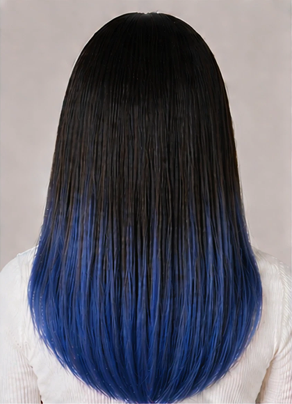 2 Pcs Ombre Person Blue Clip-In Hair Extensions 14"