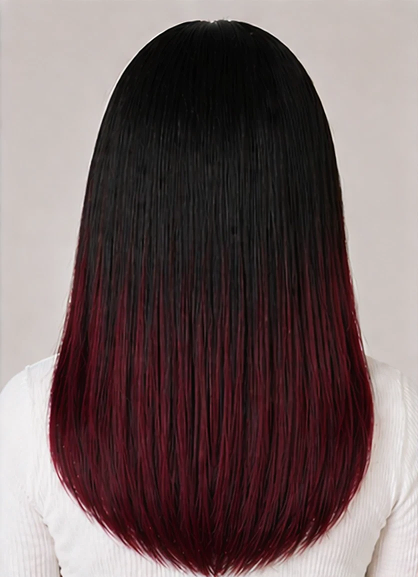 5 Pcs Ombre Burgundy Clip-In Hair Extensions 16"