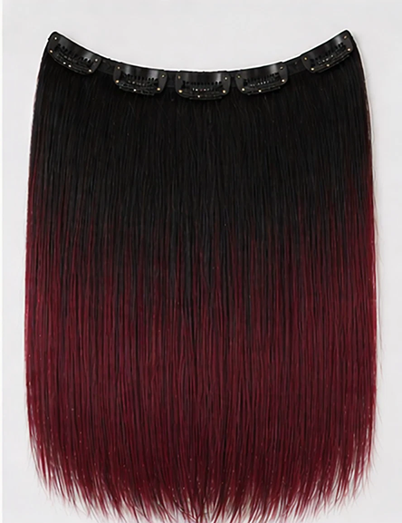 5 Pcs Ombre Burgundy Clip-In Hair Extensions 16"