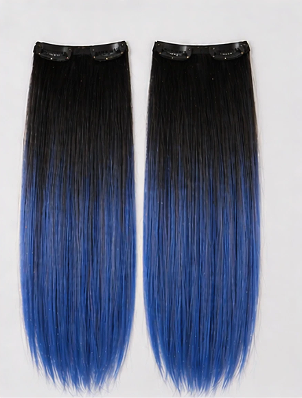 2 Pcs Ombre Person Blue Clip-In Hair Extensions 14"