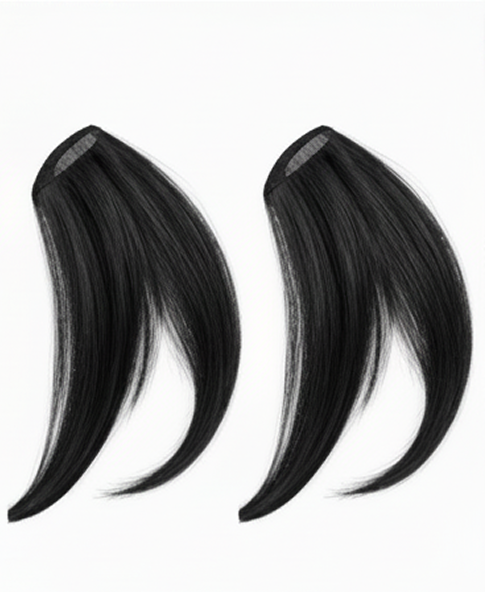 2 Pcs Natural Black French Bangs Clip-In Fringe