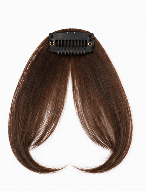 1 Pc Natural Brown Middle Partition Clip-In Bang