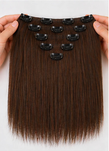 7 Pcs Color #4 Clip-In Hair Extensions 14"