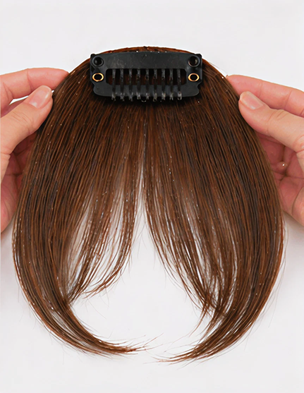 1 Pc Natural Brown French Bang Clip-In Fringe