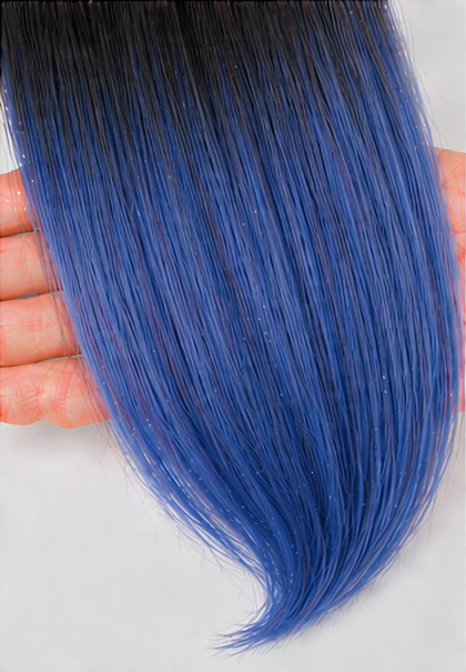 2 Pcs Ombre Person Blue Clip-In Hair Extensions 14"
