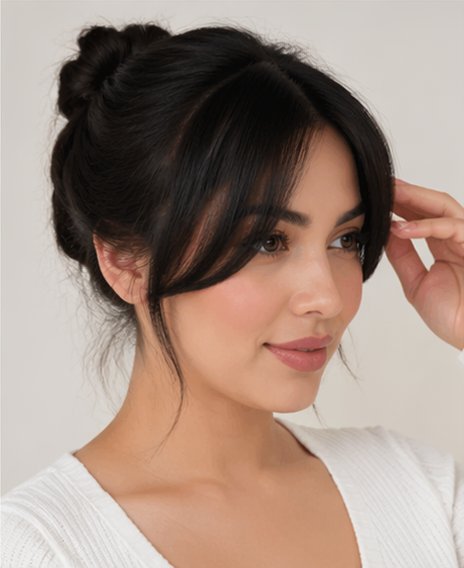 2 Pcs Natural Black French Bangs Clip-In Fringe