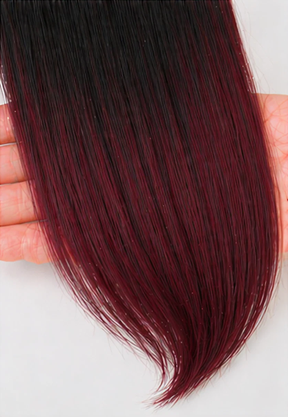 5 Pcs Ombre Burgundy Clip-In Hair Extensions 16"