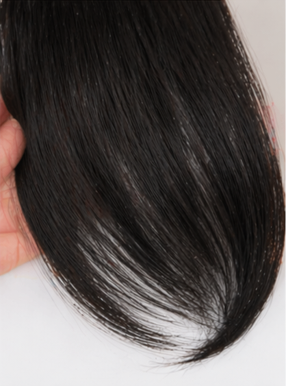 2 Pcs Natural Black Middle Partition Clip-In Bangs