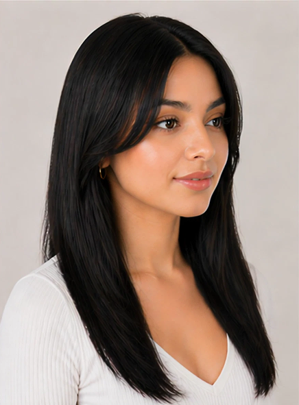 7 Pcs Color #1B Clip-In Hair Extensions 14"
